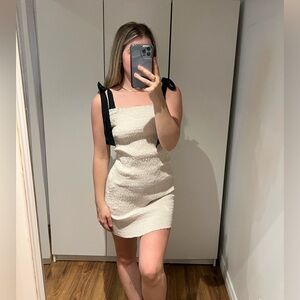 White and black bow dress